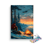 Winter Campfire at Sunset Paint by Numbers Kit