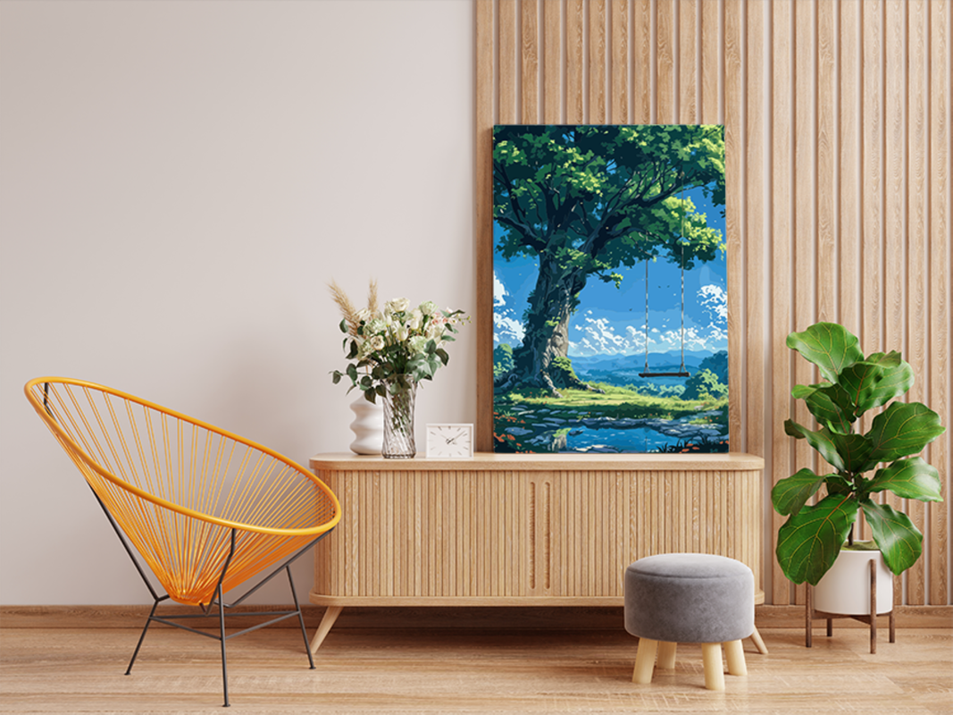 Tranquil Tree Swing in Nature Landscape - Image 2