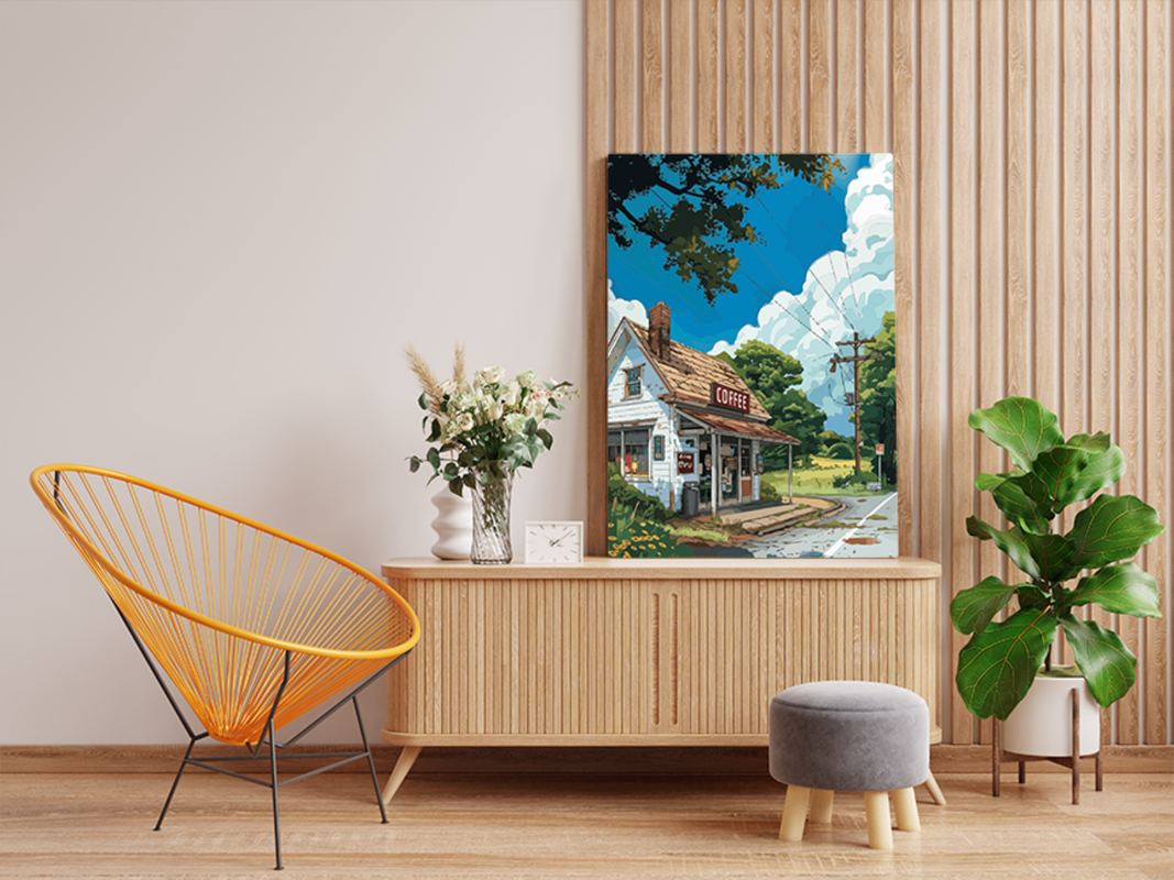 Country Road Coffee Shop Paint by Numbers Kit - Image 2