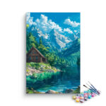 Alpine Lakeside Cabin Paint by Numbers Kit