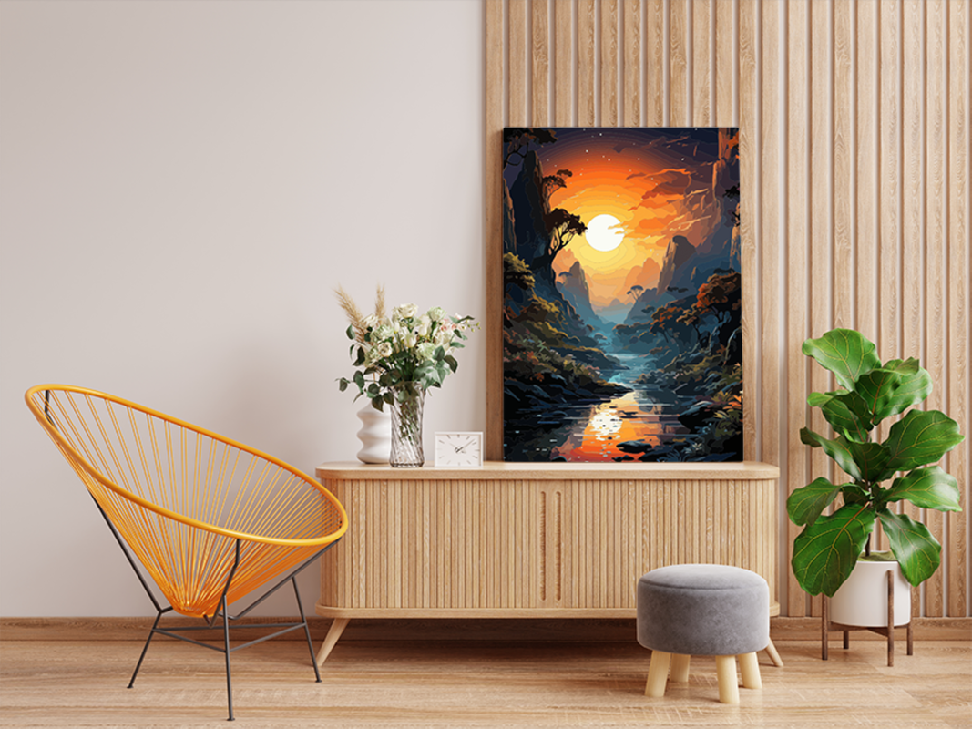 Majestic Sunset River Valley Paint by Numbers Kit - Image 2