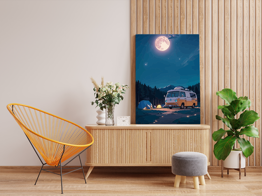 Moonlit Camper Van Adventure Paint by Numbers Kit - Image 2