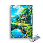 Sunny Lakeside Cottage Paint by Numbers Kit