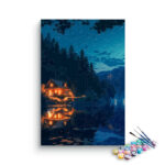 Starry Night Cabin Reflection Paint by Numbers Kit