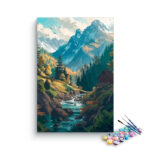 Mountain Stream Cabin Paint by Numbers Kit
