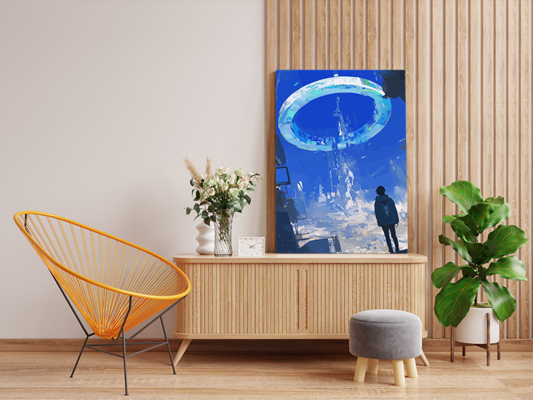 Futuristic Ring Portal Scene Paint by Numbers Kit - Image 2