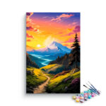 Majestic Sunset Mountain Path Paint by Numbers Kit