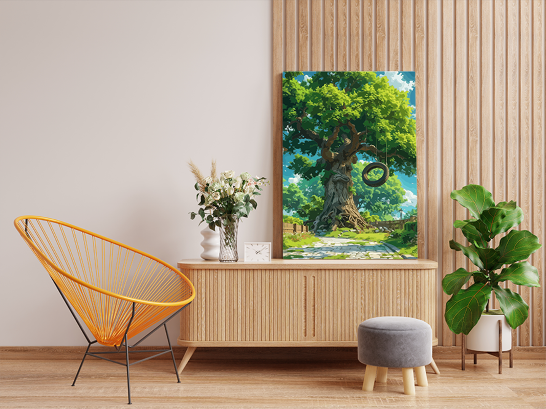 Majestic Old Tree with Tire Swing Paint by Numbers Kit - Image 2