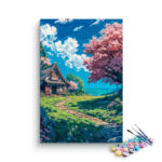 Tranquil Cottage with Blossoms Paint by Numbers Kit