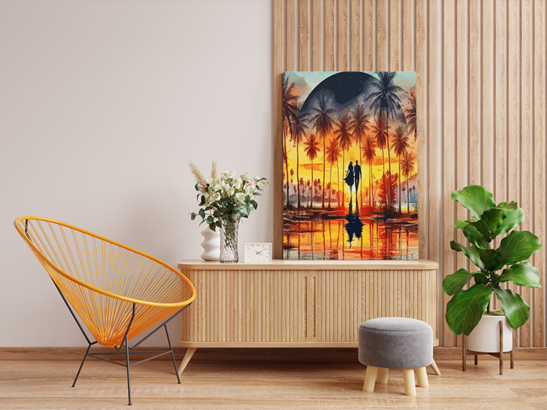 Sunset Romance: Couple in Paradise Paint by Numbers Kit - Image 2