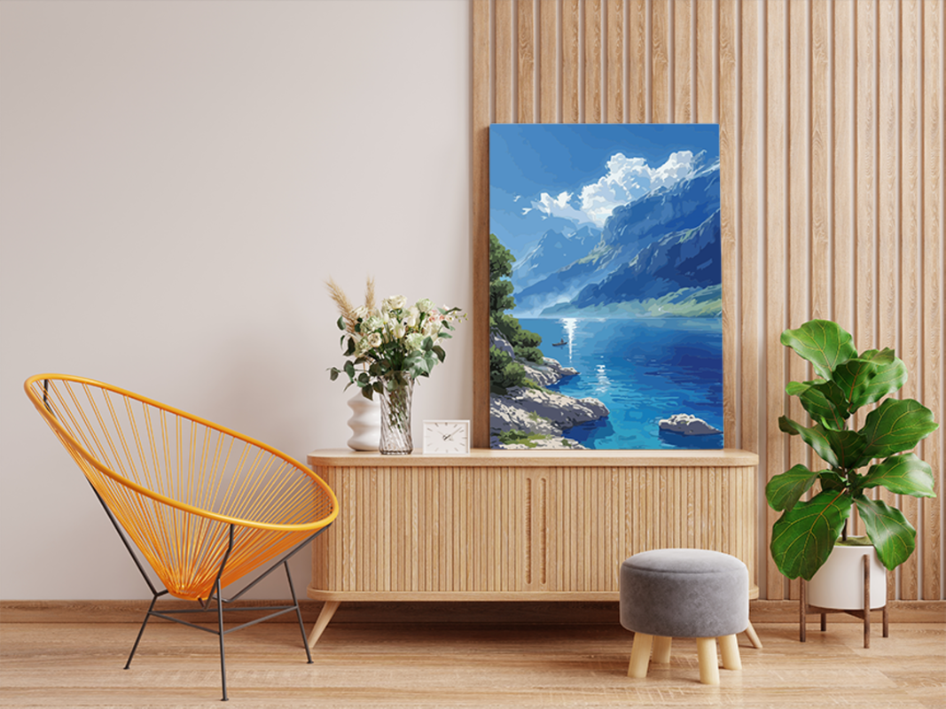 Tranquil Mountain Lake Paint by Numbers Kit - Image 2