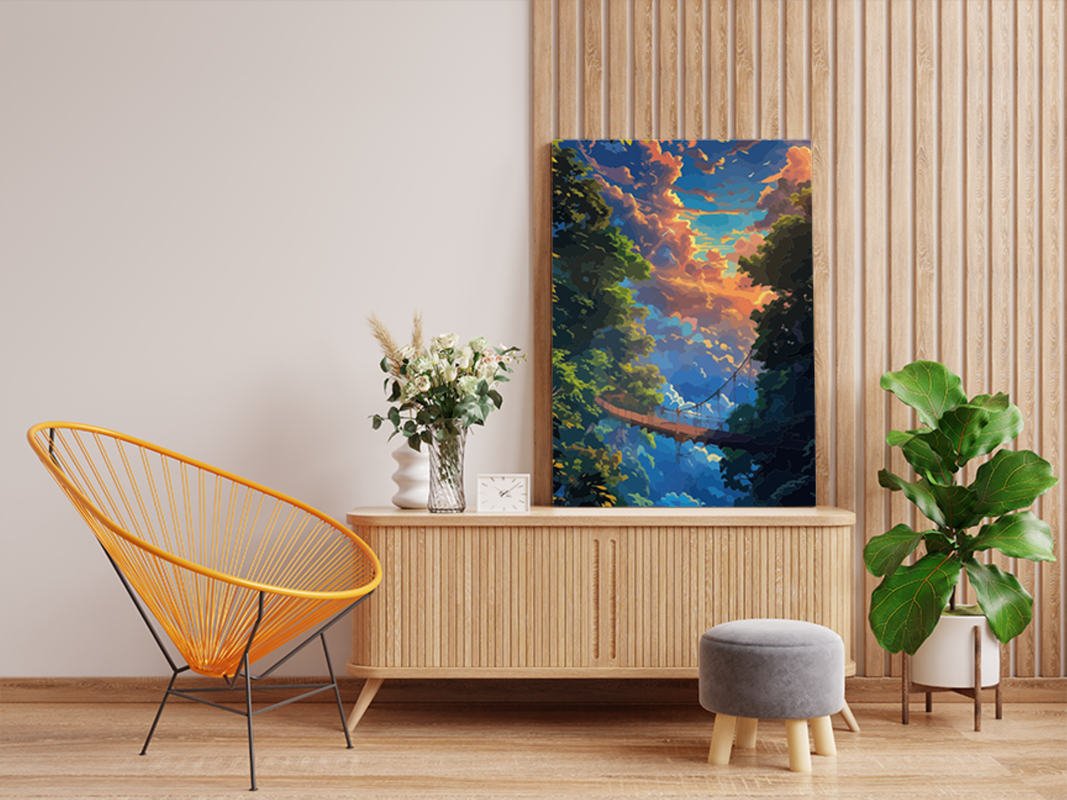 Sunset Forest Bridge Paint by Numbers Kit - Image 2