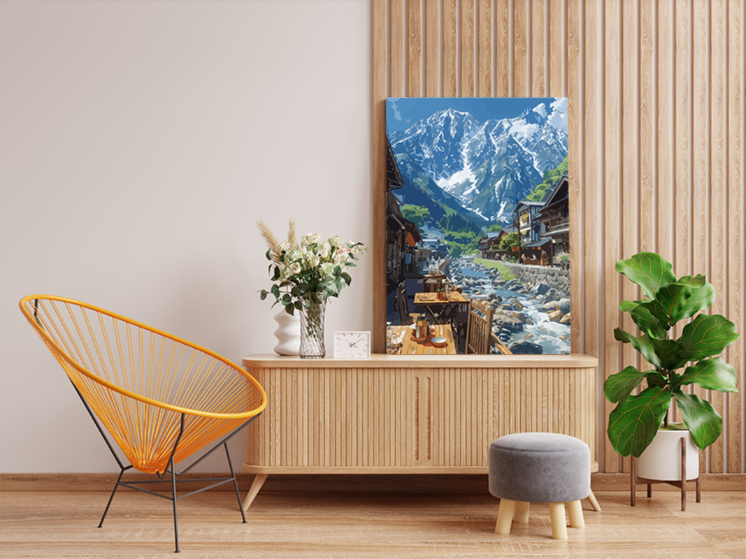 Riverside Village CafΓ© Paint by Numbers Kit - Image 2