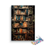 Enchanted Bookshelf with Ladder Paint by Numbers Kit