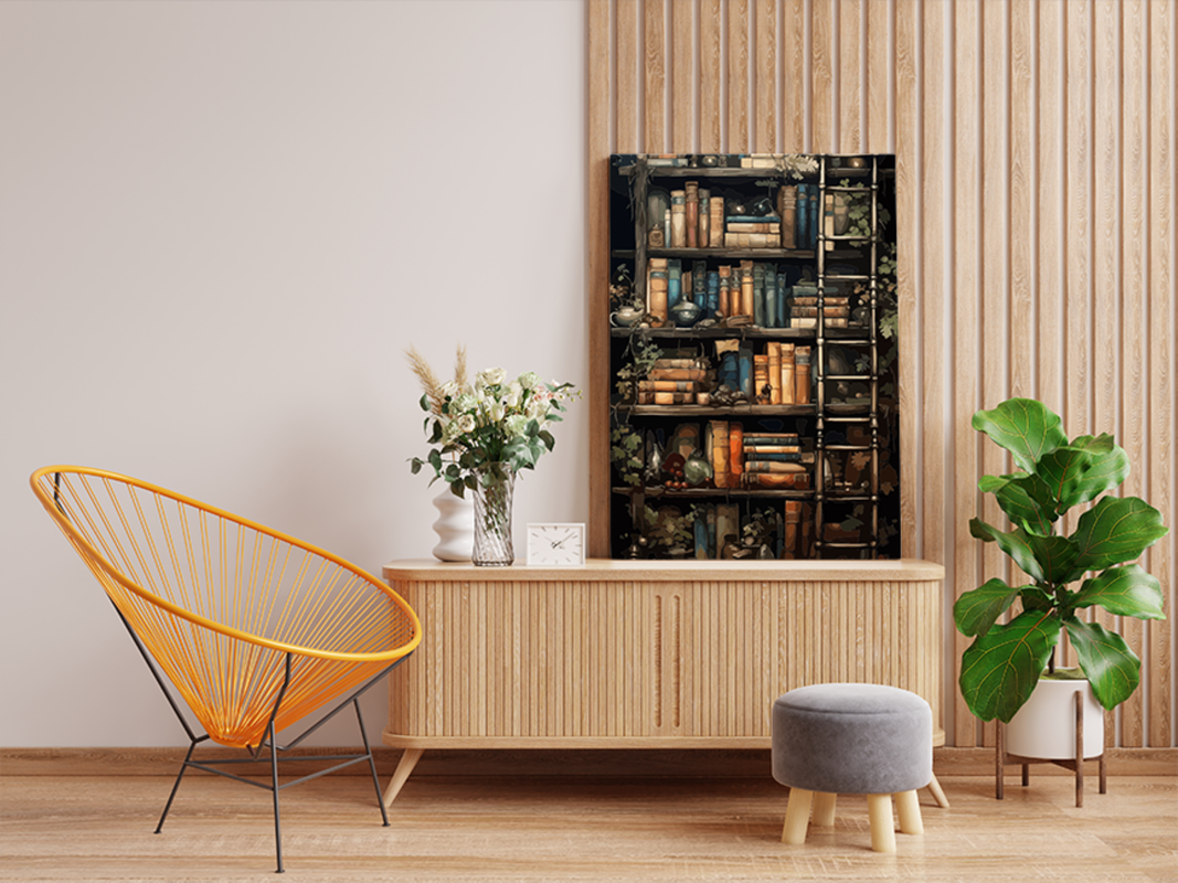 Enchanted Bookshelf with Ladder Paint by Numbers Kit - Image 2