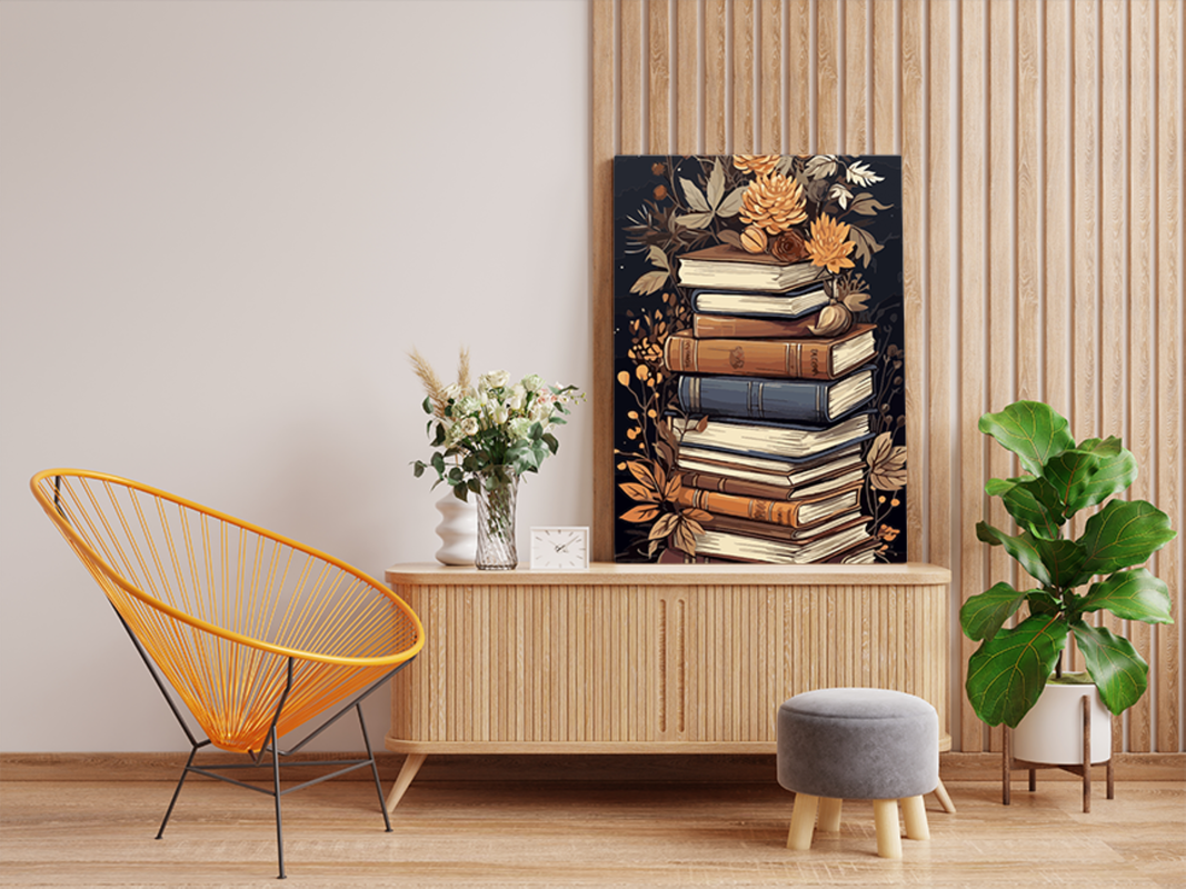 Floral Vintage Books Paint by Numbers Kit - Image 2