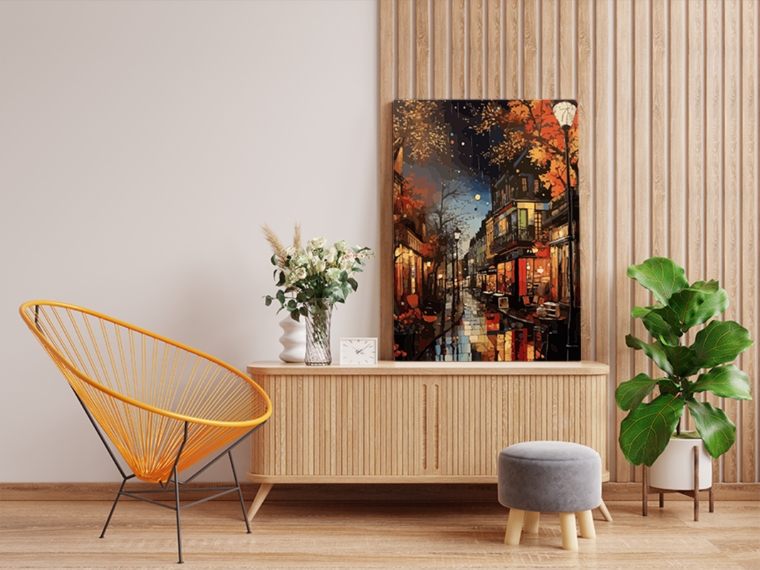 Autumn Night Street Paint by Numbers Kit - Image 2