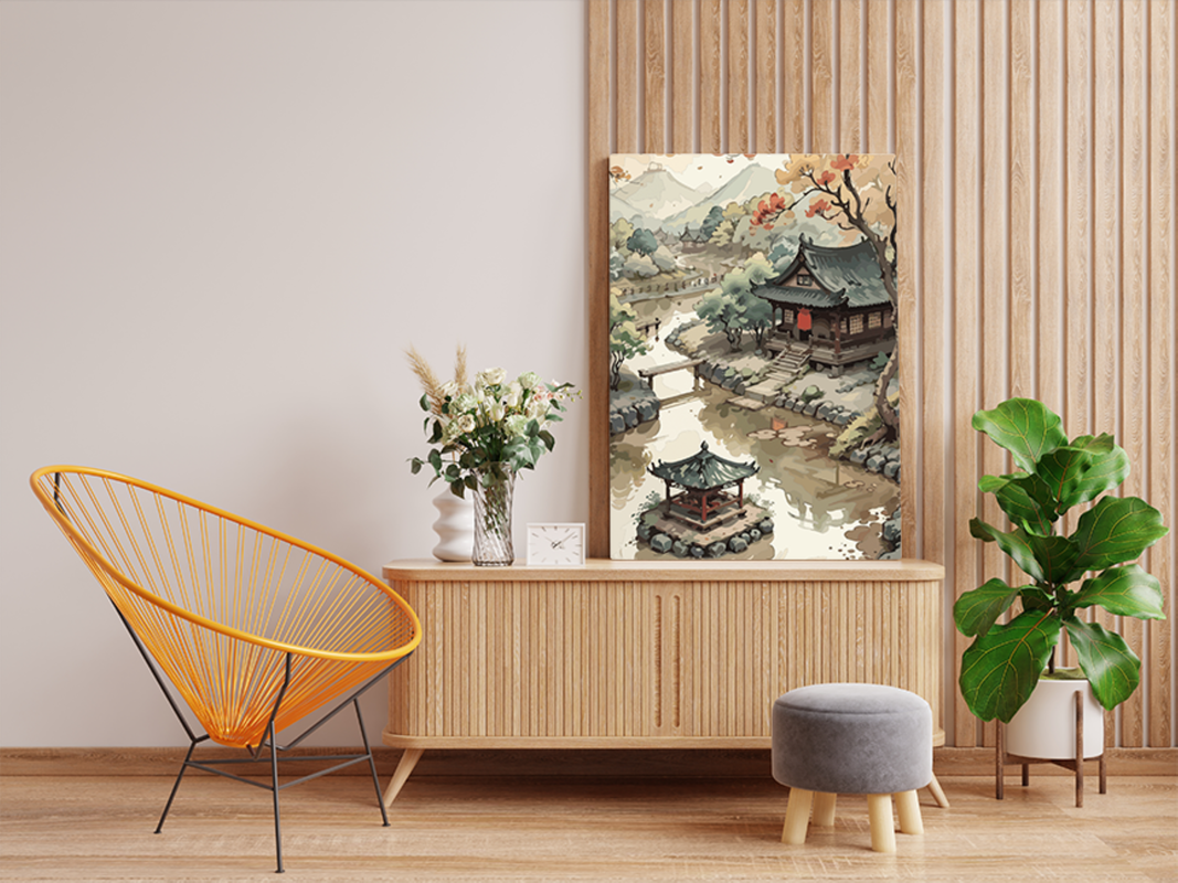 Serene Pagoda Garden Paint by Numbers Kit - Image 2