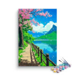 Cherry Blossom Lakeside Path Paint by Numbers Kit