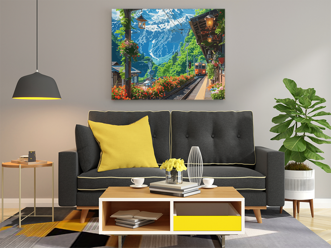 Scenic Mountain Railway Paint by Numbers Kit - Image 2