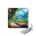 Mountain Floral Train Station Paint by Numbers Kit