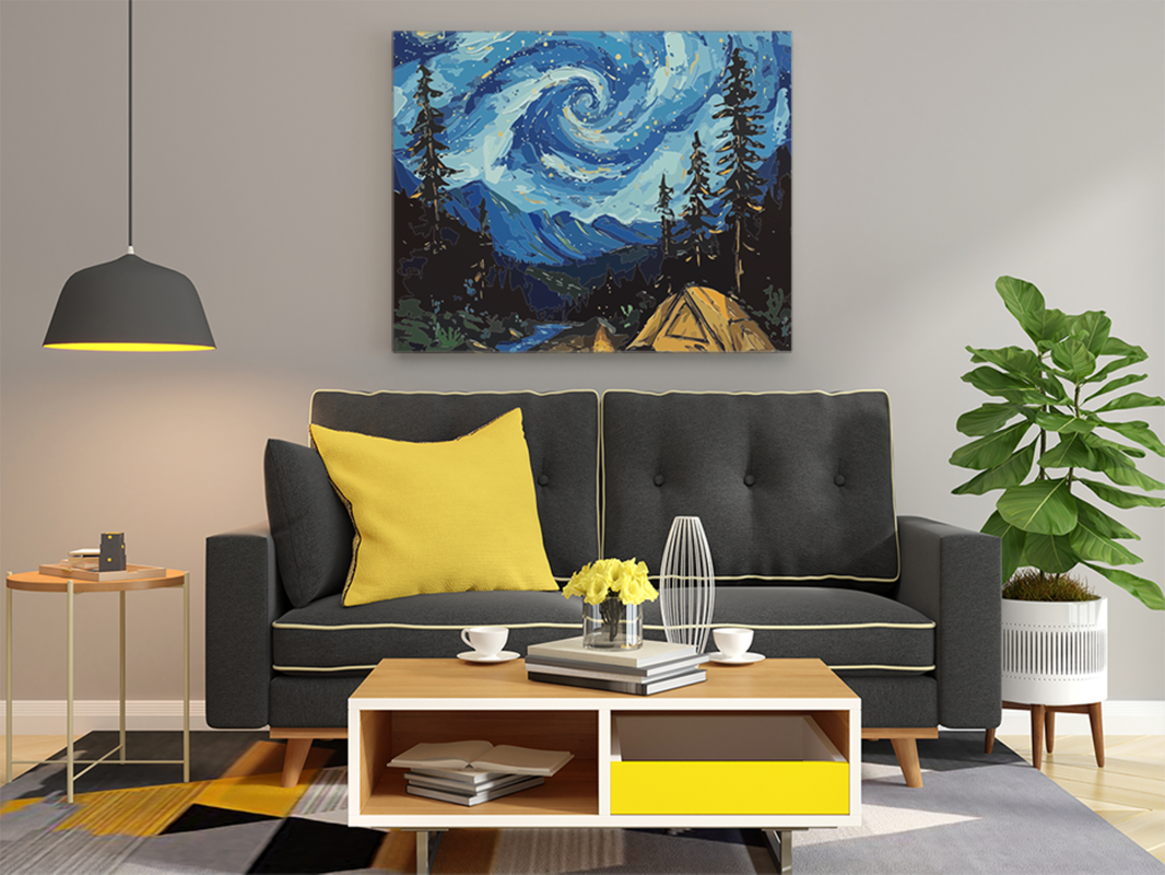 Starry Night Campsite Paint by Numbers Kit - Image 2