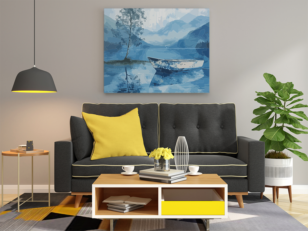 Tranquil Lake and Boat Paint by Numbers Kit - Image 2