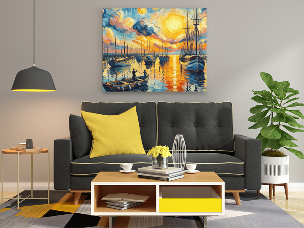 Vibrant Sunset Harbor Paint by Numbers Kit - Image 2