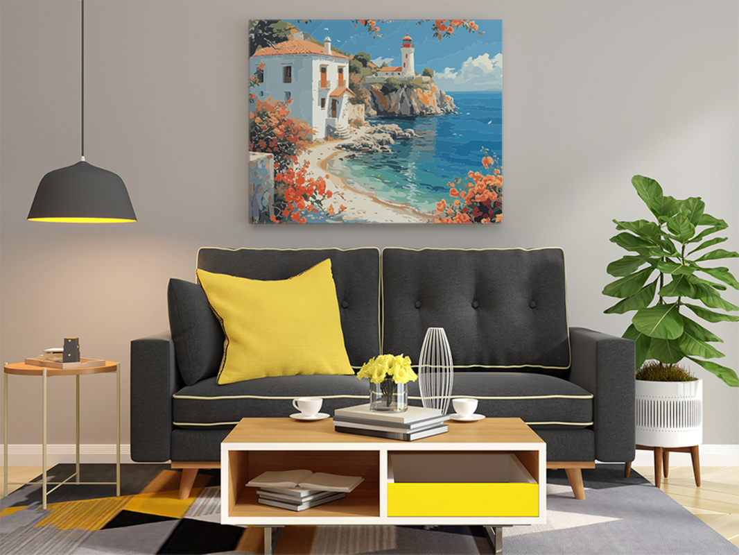 Coastal Lighthouse Paint by Numbers Kit - Image 2