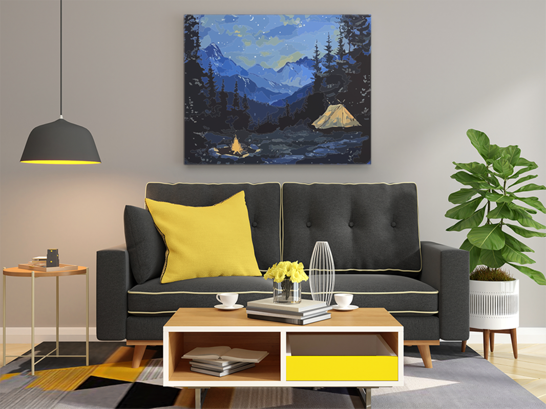 Starry Night Camping Landscape Paint by Numbers Kit - Image 2