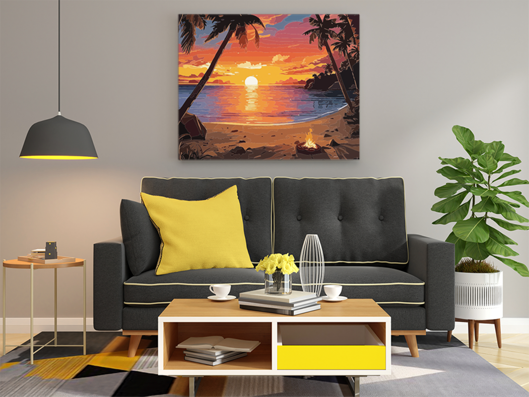 Tropical Sunset Beach Paint by Numbers Kit - Image 2