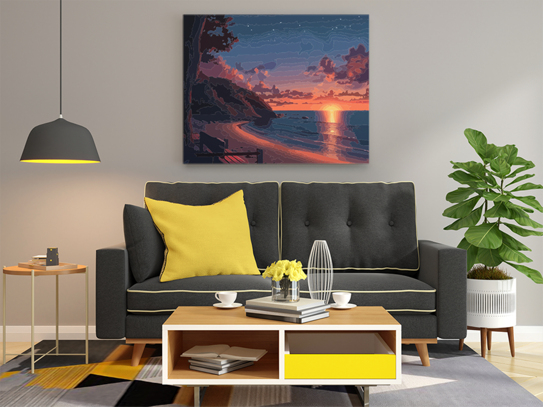 Tranquil Sunset Beach Paint by Numbers Kit - Image 2