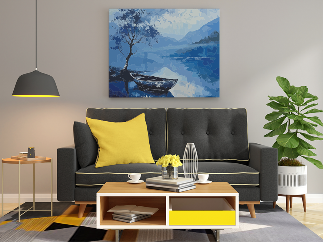 Serene Boat & Blue Lake Paint by Numbers Kit - Image 2