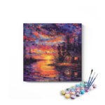 Sunset Cabin by the Lake Paint by Numbers Kit