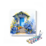 Cottage Garden with Blue Blooms Paint by Numbers Kit