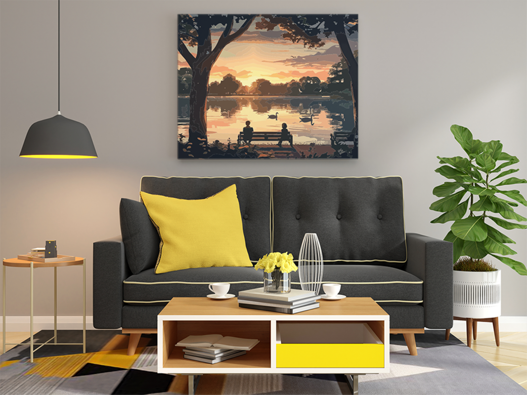 Sunset View Serenity by the Lake Paint by Numbers Kit - Image 2