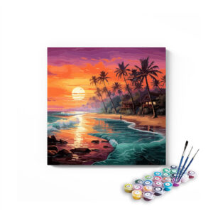 Tropical Sunset Paradise Landscape Paint by Numbers Kit