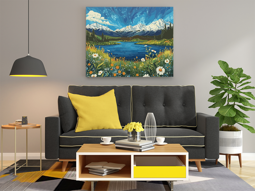 Alpine Meadow Landscape Paint by Numbers Kit - Image 2