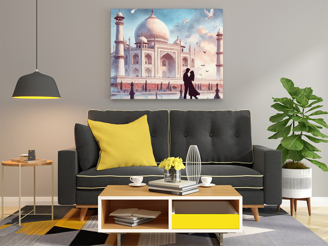 Romantic Taj Mahal Paint by Numbers Kit - Image 2
