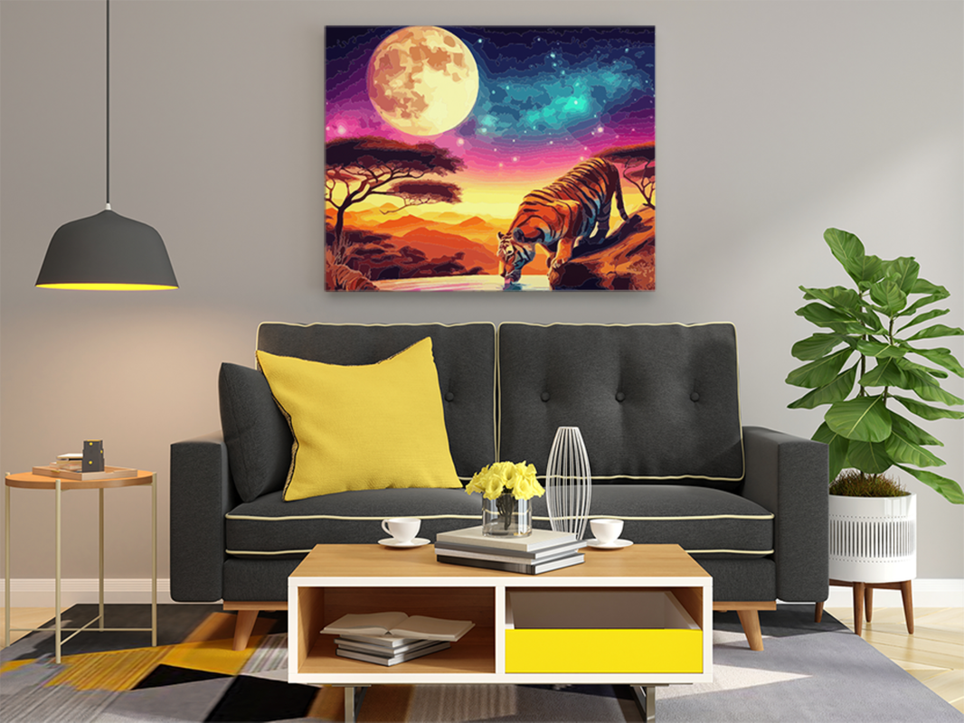 Majestic Moonlit Tiger Paint by Numbers Kit - Image 2