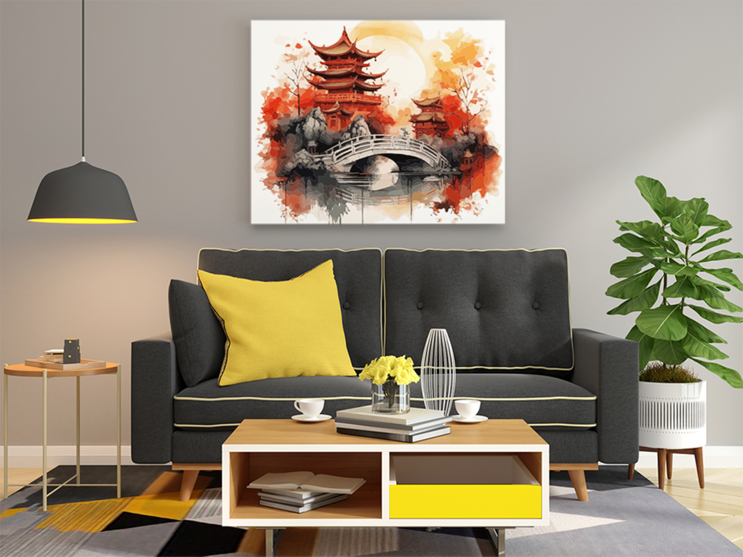 Autumn Tranquility Temple Paint by Numbers Kit - Image 2