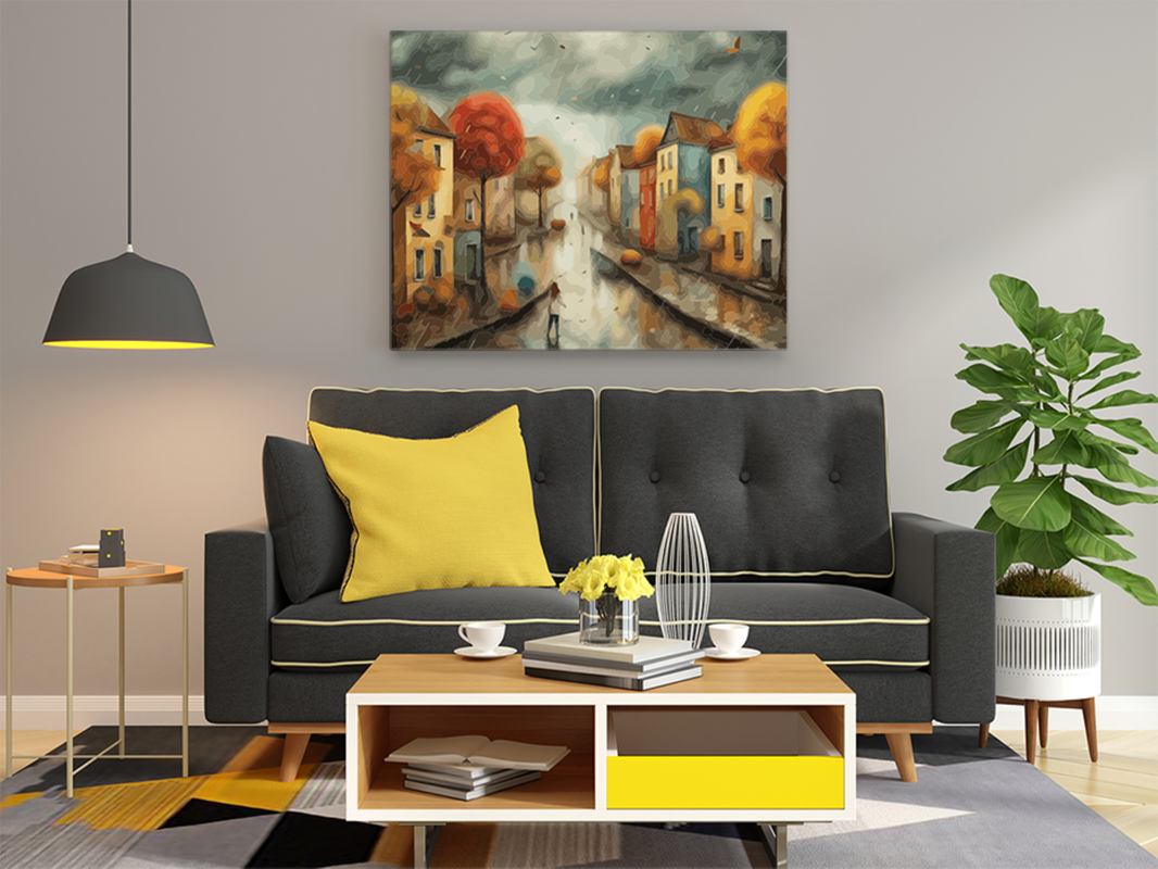 Autumn Rain Street Paint by Numbers Kit - Image 2