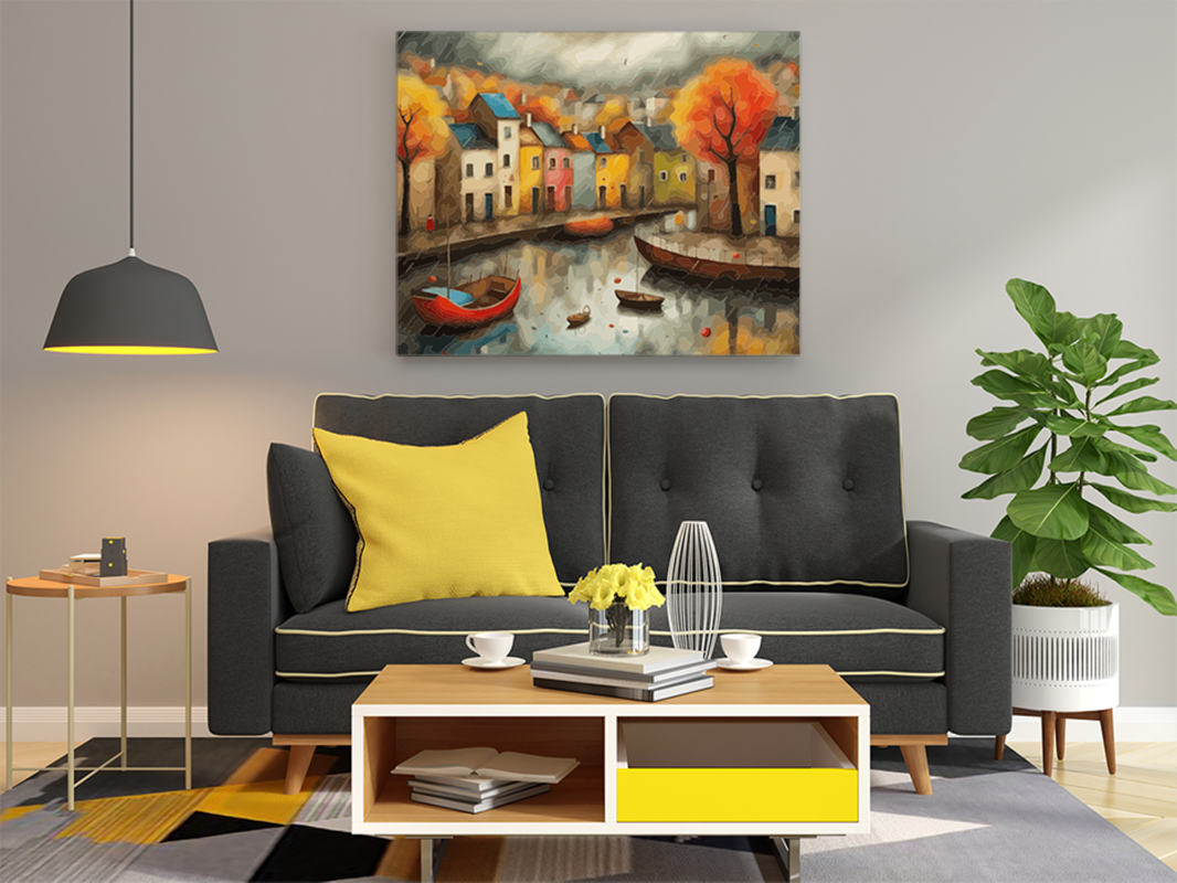 Autumn Harbor Paint by Numbers Kit - Image 2