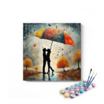 Romantic Kiss Under Umbrella: Autumn Love Paint by Numbers Kit