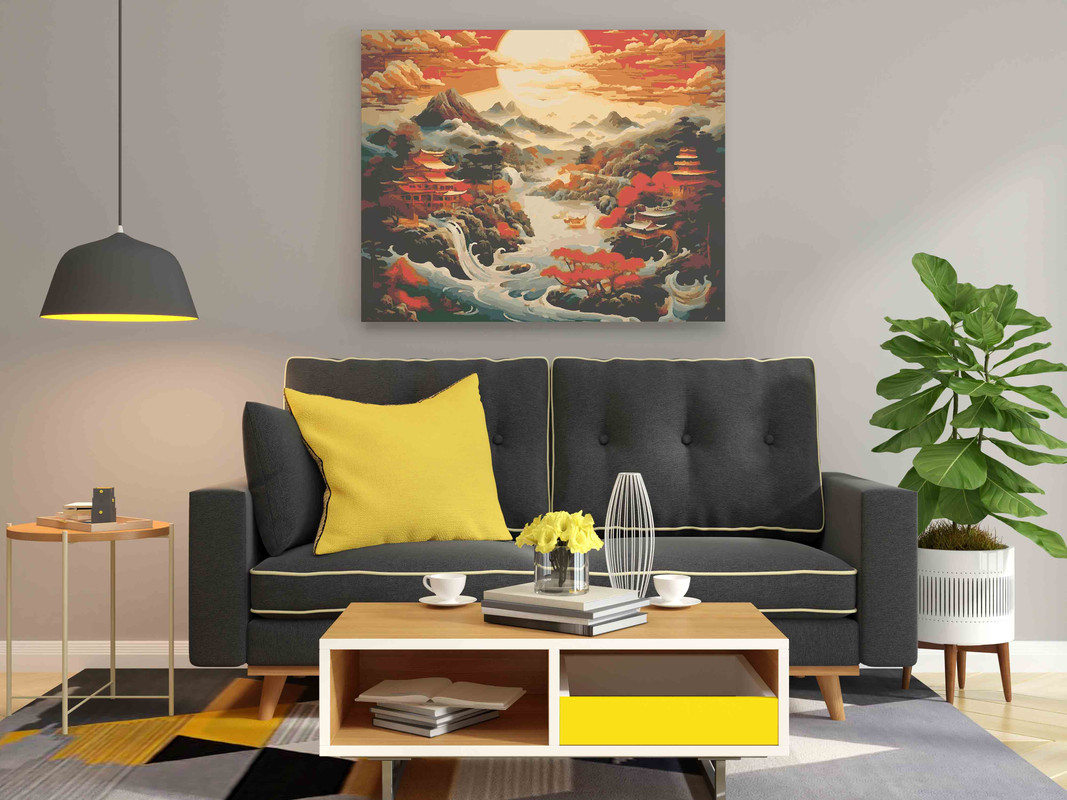 Tranquil Mountain Retreat Paint by Number Kit - Image 2