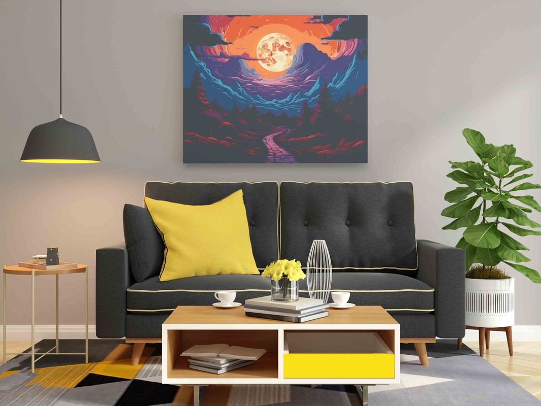 Captivating Moonlit Landscape Paint by Number Kit - Image 2