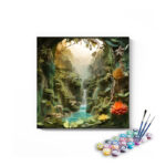 Tranquil Waterfall in Lush Jungle Paradise