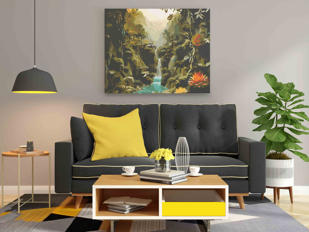 Tranquil Waterfall in Lush Jungle Paradise - Image 2