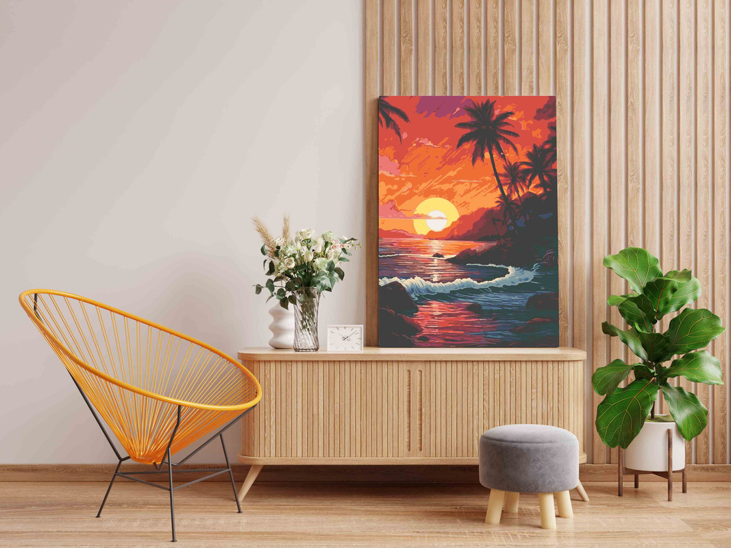 Tropical Sunset Ocean Escape Paint by Number Kit - Image 2