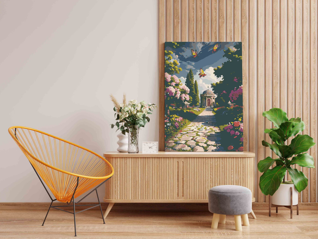 Serene Garden Path Paint by Number Art - Image 2